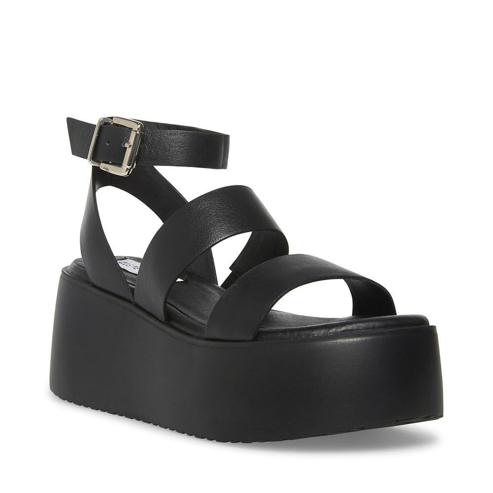 Steve Madden Women BAY BLACK LEATHER