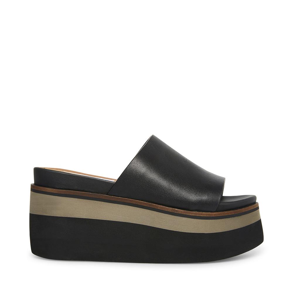 Steve Madden Women KING BLACK LEATHER - Click Image to Close