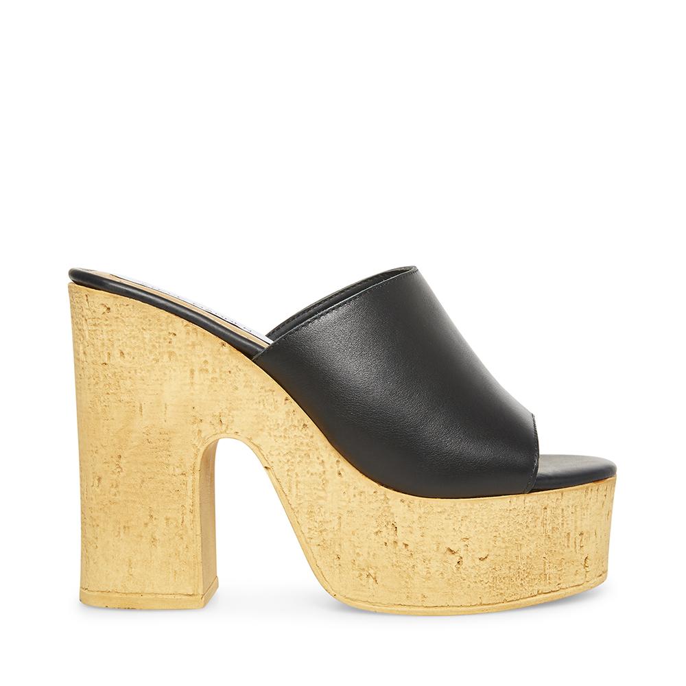 Steve Madden Women MARDI BLACK LEATHER - Click Image to Close