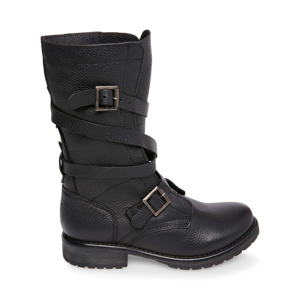 Steve Madden Women BANDDIT BLACK LEATHER - Click Image to Close